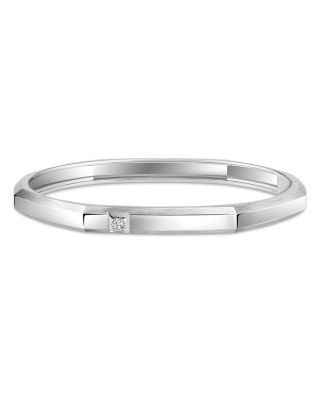 18K White Gold Moderniste Diamond Bangle Bracelet, 0.07 tcw