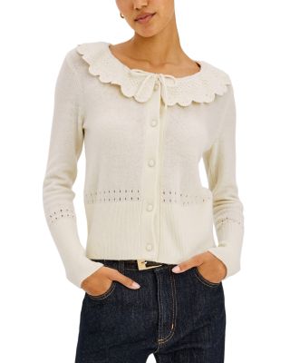 Wendy Wool & Cashmere Blend Scalloped Collar Cardigan