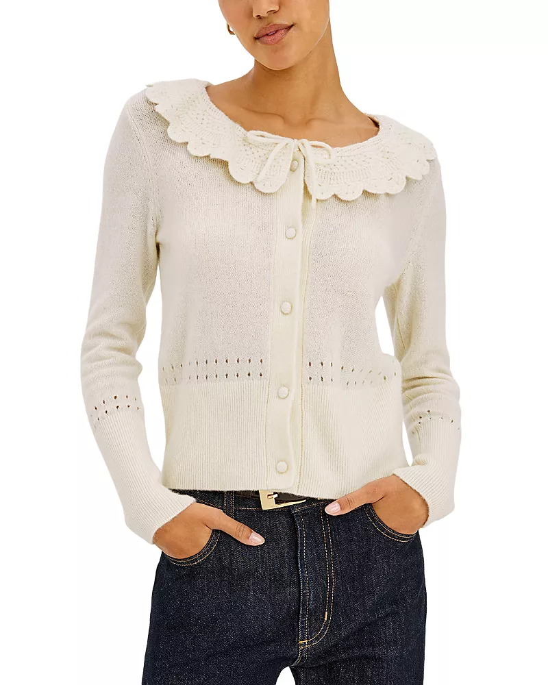Rails Wendy Cotton, Wool & Cashmere Blend Scalloped Collar Cardigan