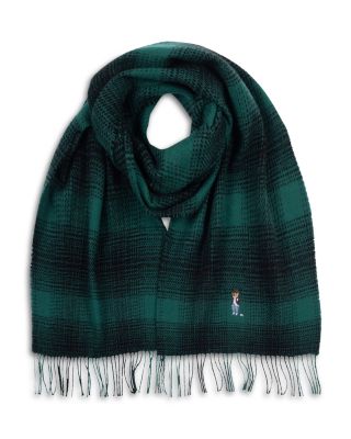 Holiday Plaid Bear Wool Scarf