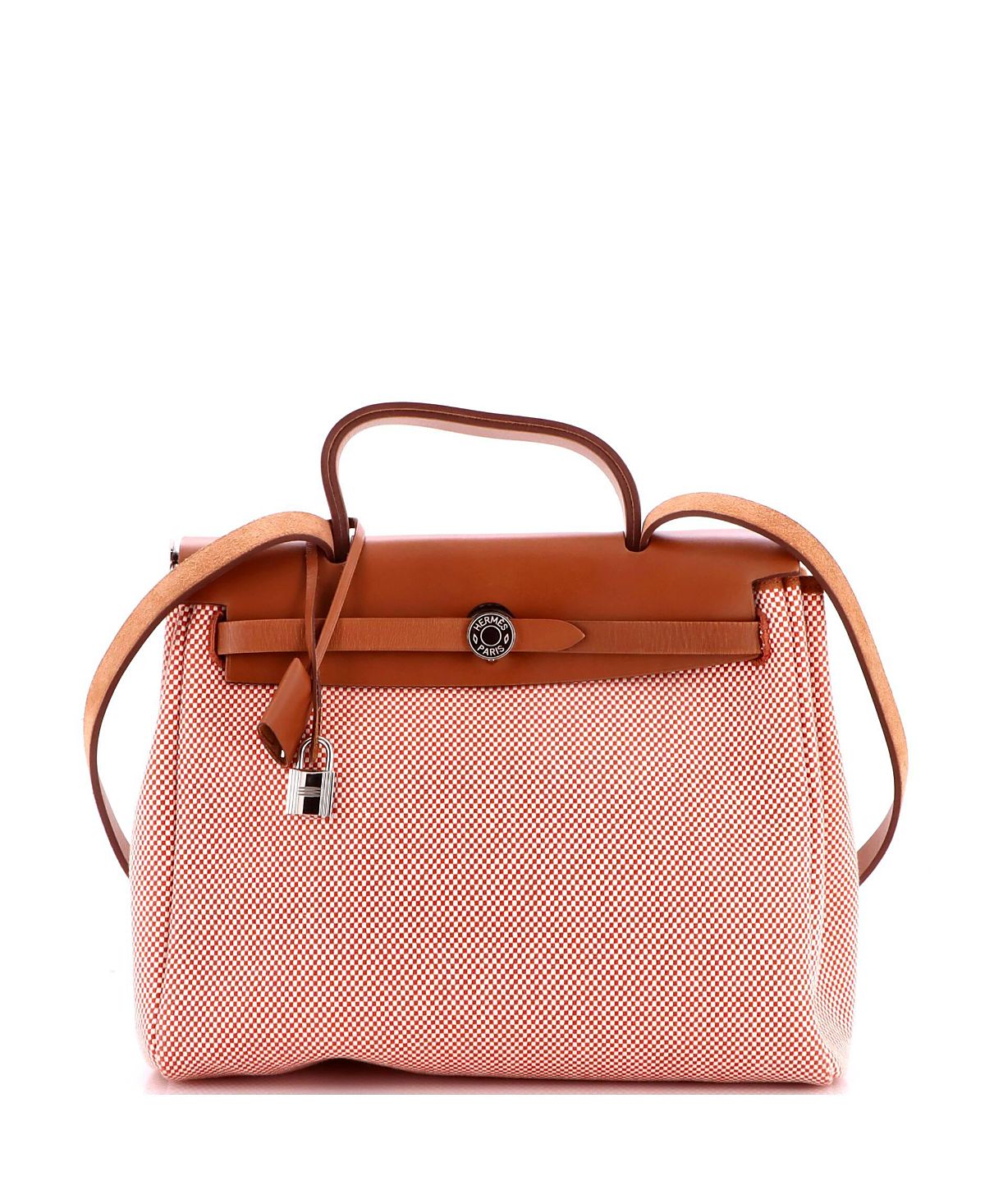 Pre-Owned HERMES 31 Herbag Zip Criss Viking Toile and Leather