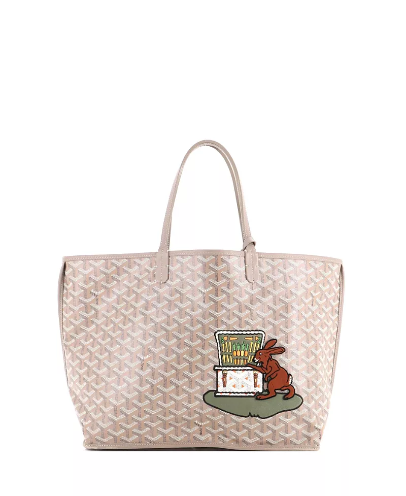 Pre-Owned Goyard Pm Anjou Reversible Tote Embroidered Coated Canvas