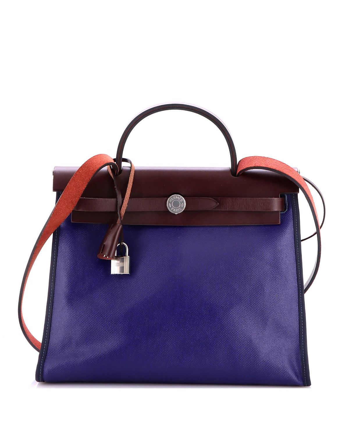 Pre-Owned HERMES 31 Herbag Zip Berline Vache Canvas and Leather