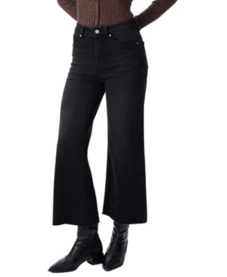  High Rise Wide Leg Raw Edge Denim Jeans Stretch Comfortable in Lily