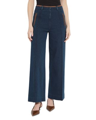 Angelica Cotton Stretch High Waist Pintuck Denim Pants