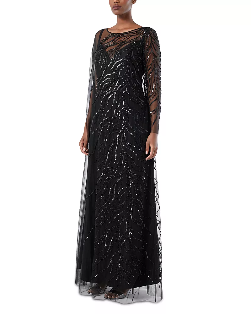 Marina Rinaldi Beaded Embroidered Tulle Dress