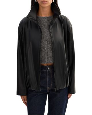 Denita Faux Leather Oversized Bomber Jacket