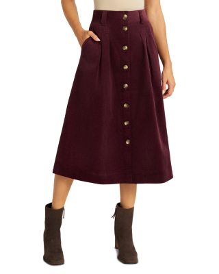 Marlowe Cotton Blend Corduroy Midi Skirt