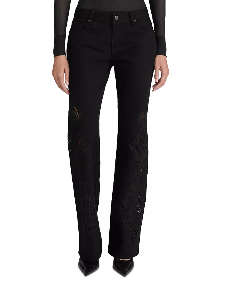 Frame The Lace Rodeo Low Rise Jeans in Black
