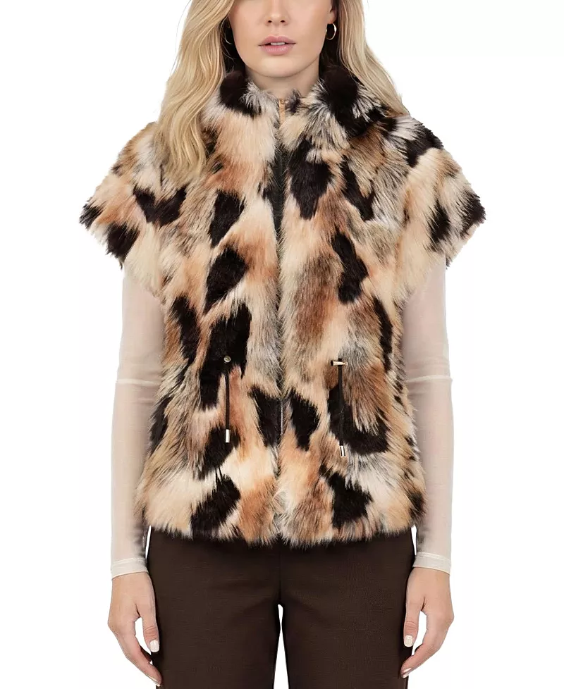 Lyla Grant Faux Fur Fox Reversible Hooded Vest