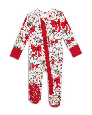 Girls' Happy Holly Days Ruffled Zippered One Piece Footie - Baby