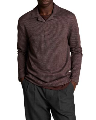 Blurred Birdseye Long Sleeve Polo Shirt