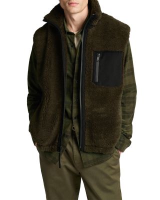 Dark Leaf Faux Sherpa Zip Vest