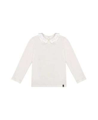 Girls' Peter Pan Collar Cotton Long Sleeve T-Shirt - Big Kid