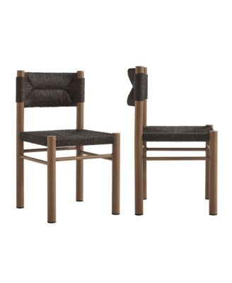  Parkland Outdoor Patio Rattan and Aluminum Dining Side Chairs, Set of 2