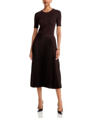 Fadridi Ribbed Pleated Midi Dress