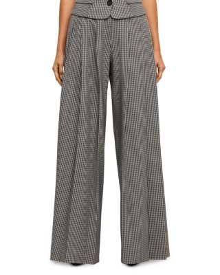 Nova Houndstooth Pleated Wide Leg Pants
