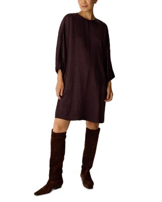 Textured Satin Dolman Sleeve Dress
