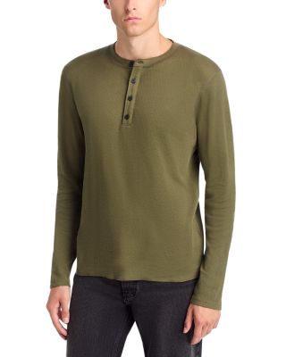 Luxe Waffle Cotton Henley Shirt
