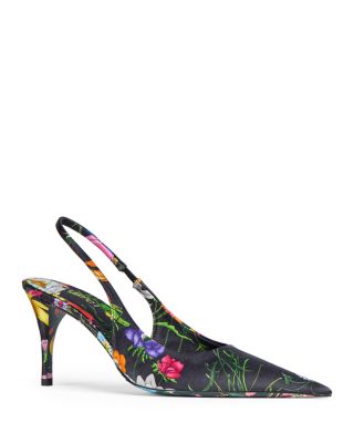Women's Donna Floral Silk Satin Slingback Pumps