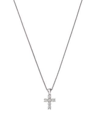 Diamond Mini Cross Pendant Necklace in 14K Gold, 0.20 tcw