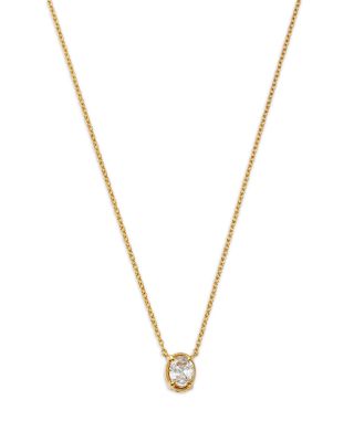 Bloomingdale's Fine Collection Diamond Solitaire Oval Cut Pendant Necklace in 14K Yellow Gold, 0.33 tcw