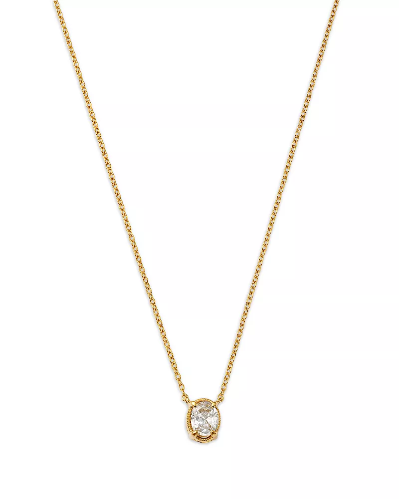 Bloomingdale's Fine Collection Diamond Solitaire Oval Cut Pendant Necklace in 14K Yellow Gold, 0.33 tcw