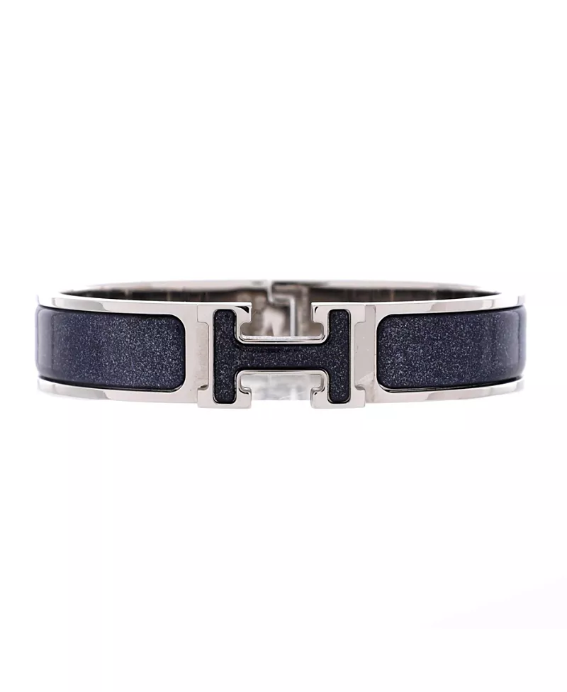 Pre-Owned HERMES Narrow Clic Clac H Bracelet Glitter Enamel