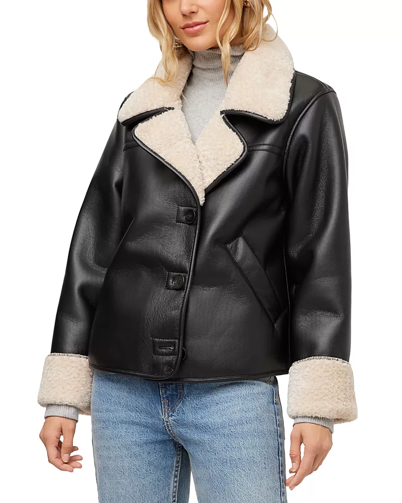 Fifteen Twenty Tara Faux Leather & Faux Shearling Jacket
