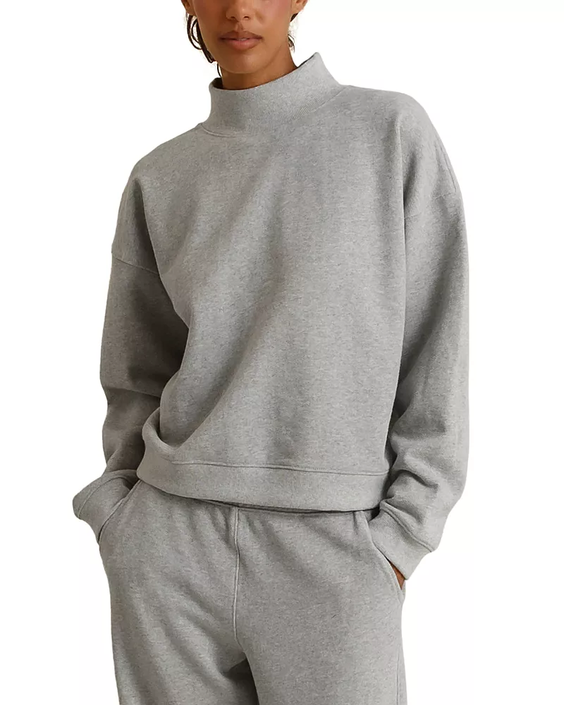 perfectwhitetee Delaney French Terry Mock Neck Sweatshirt