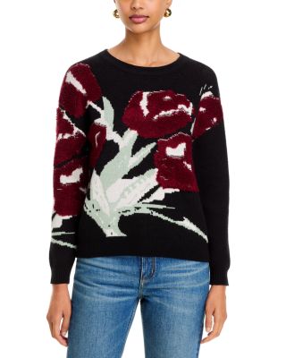 Floral Birdseye Jacquard Crewneck Sweater