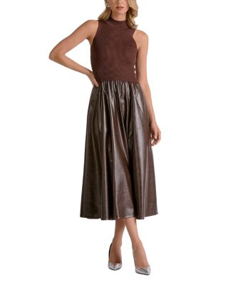 Mock Neck Mixed Media Maxi Dress