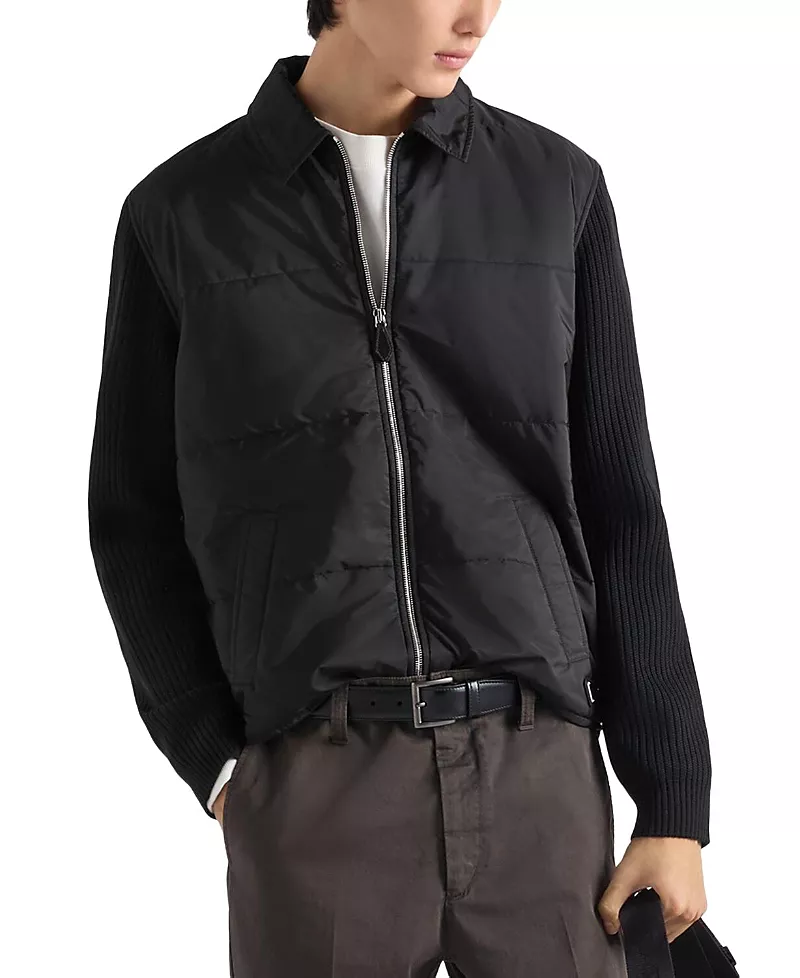 Prada Wool and Re-nylon Gabardine Cardigan