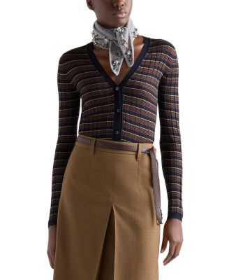  Striped Cashmere and Silk Cardigan