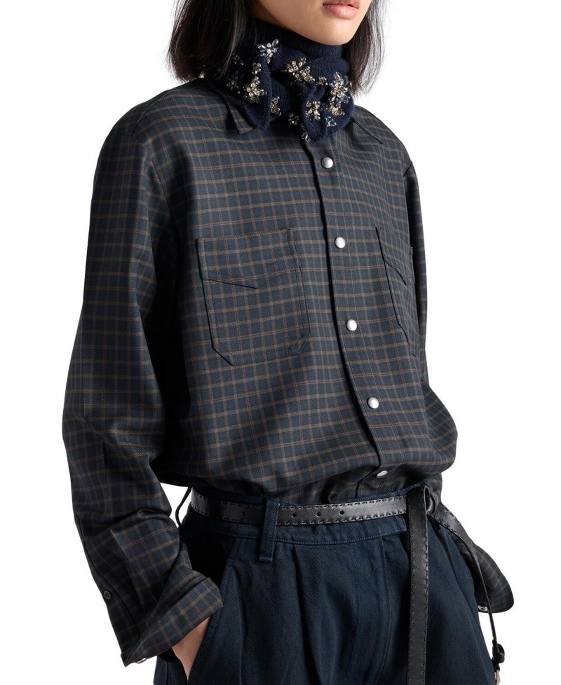 NEW! Prada Checked Wool Shirt by Bloomingdale's