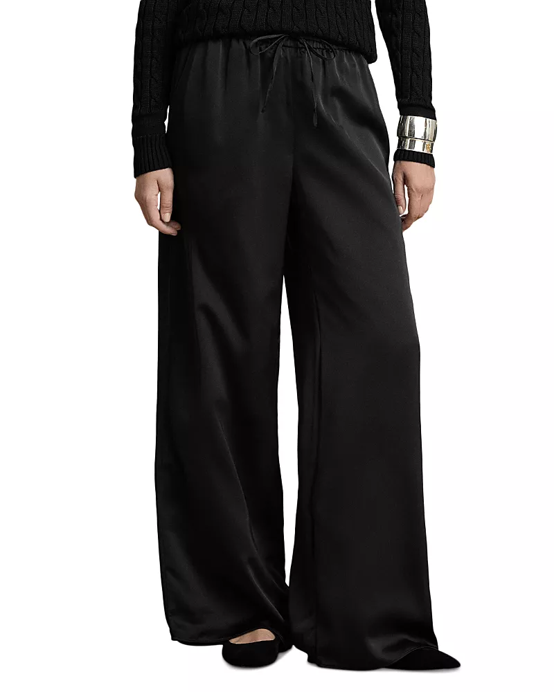 Lauren Ralph Lauren Satin Charmeuse Wide Leg Pants