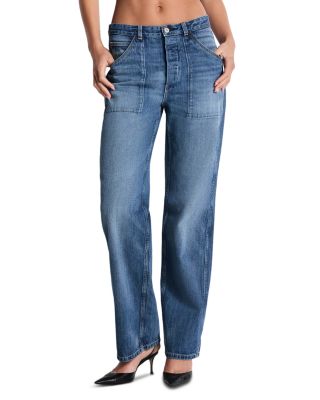 Cotton Studio High Rise Straight Jeans in Match Stick Indigo