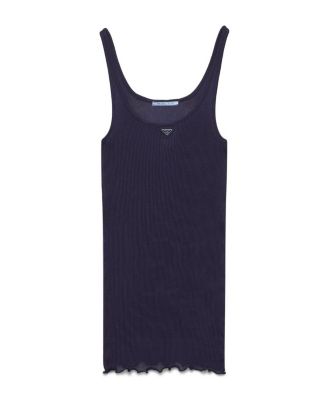  Ribbed Knit Silk Tank Top