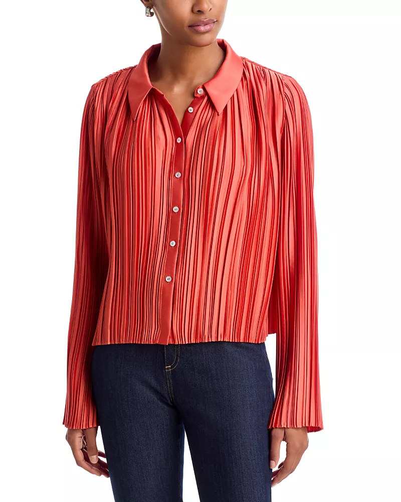 Cinq a Sept Esme Pleated Satin Top