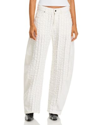 Clyde Double Bull Stripe High Rise Jeans in Off White