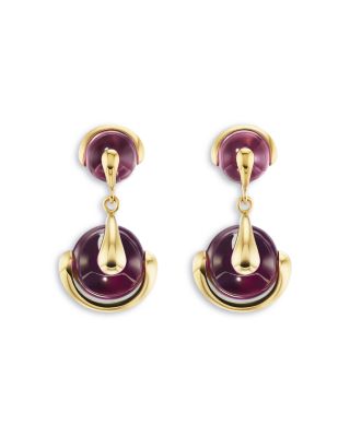 18K Yellow Gold Cardan Russian Quartz Drop Earrings