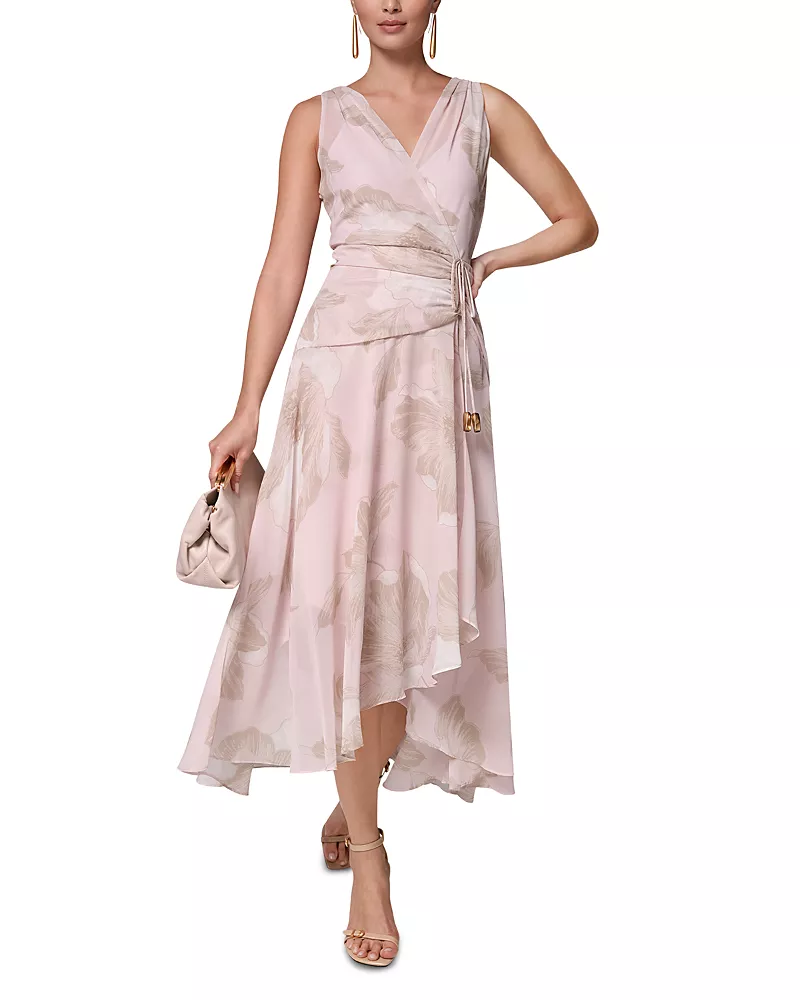 Donna Karan New York Faux Wrap Chiffon Midi Dress