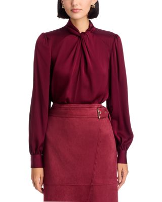Lola Silk Blend Twist Neck Blouse