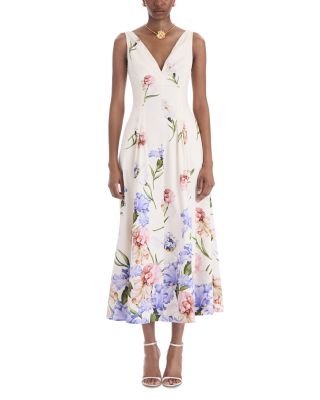 Iris Print Cotton Stretch Dress