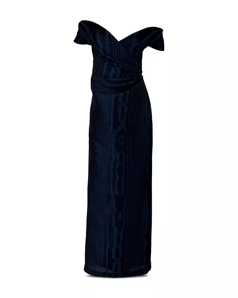 Oscar de la Renta Silk Off Shoulder Gown