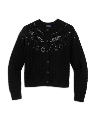 Sequin Cable Crewneck Cardigan