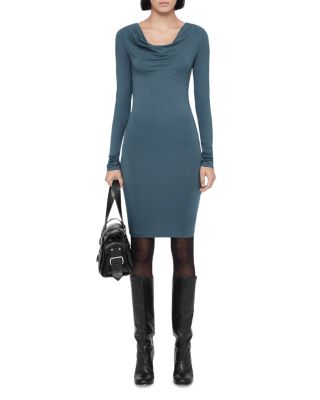 Lilla Cowl Neck Bodycon Above the Knee Dress