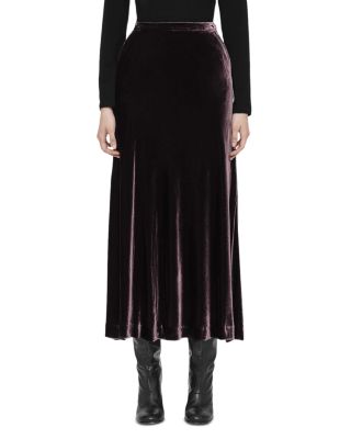 Nalia Silk Blend Velvet Midi Skirt