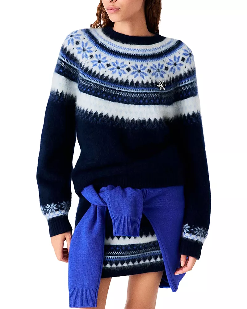 Maje Brushed Wool Jacquard Fair Isle Sweater