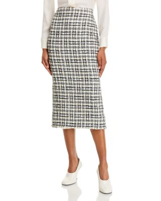 Organza Lace Ribbon Tweed Pencil Skirt